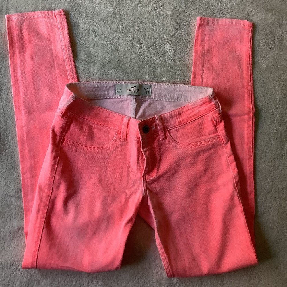 Hollister neon orange-pink jeans, size 3R (Juniors)
